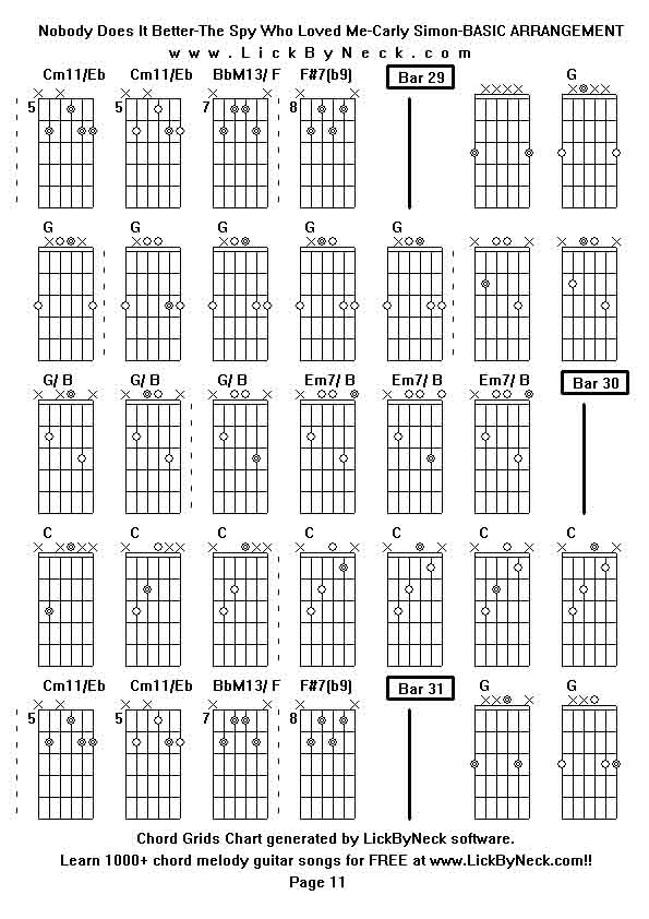 Chord Grids Chart of chord melody fingerstyle guitar song-Nobody Does It Better-The Spy Who Loved Me-Carly Simon-BASIC ARRANGEMENT,generated by LickByNeck software.